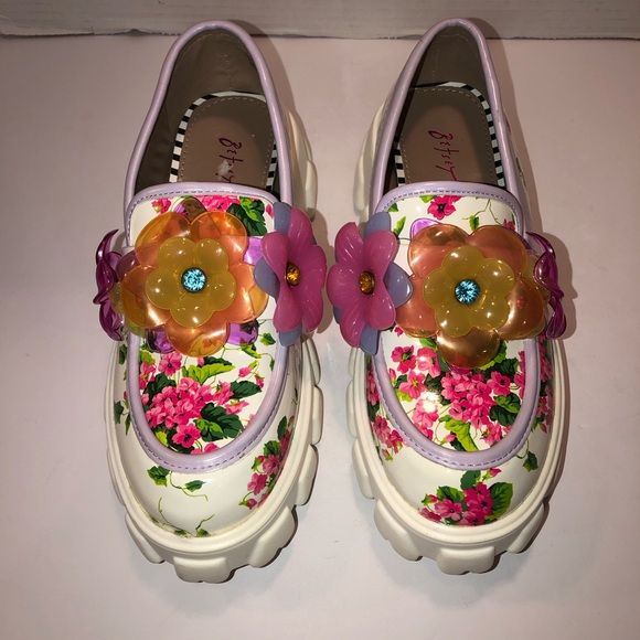 Betsey Johnson Vinie Floral Platform Loafer Shoes Cottagecore Sz 5.5 - Picture 2 of 7